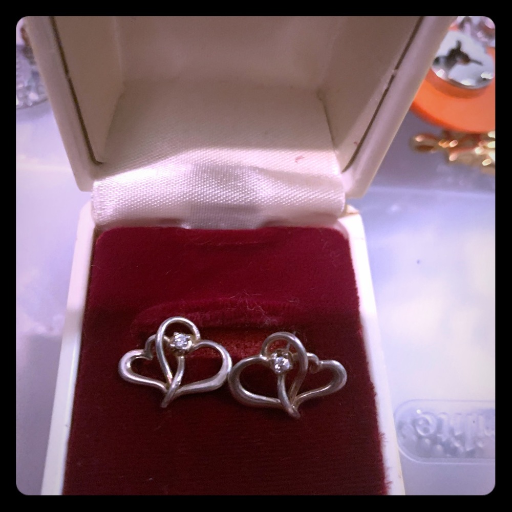 Sterling Silver double heart earrings